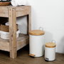 Je cherche une Idee Ensemble de 2 Poubelles à Pédale en Métal et Bambou Blanc