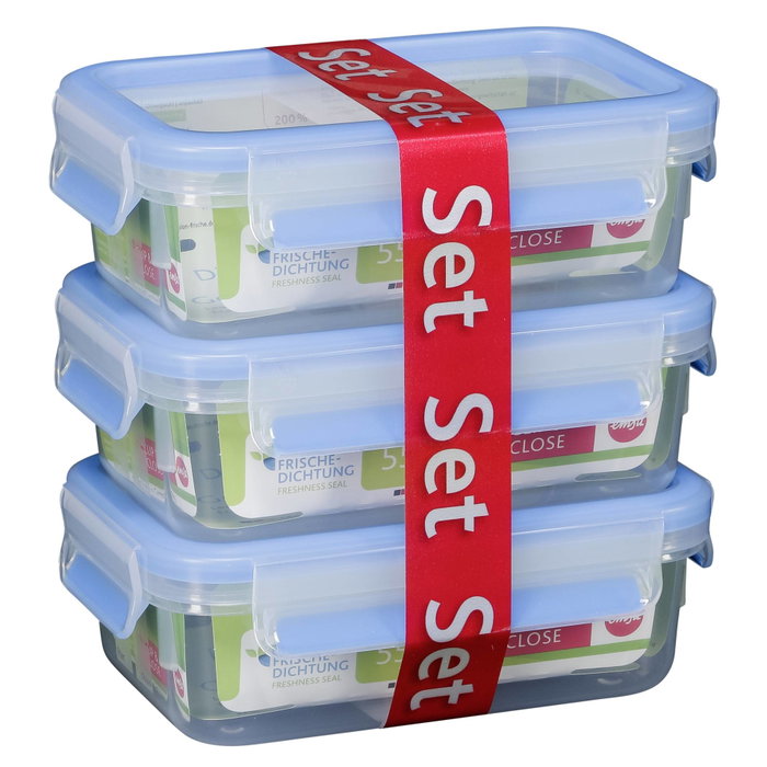Emsa Food Clip&Close Pack de 3 transparent/azul 0,55L Emsa Food Clip&Close Pack de 3 transparent/azul 0,55L