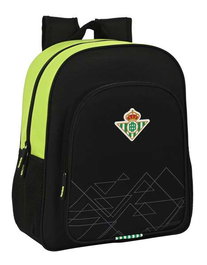 Safta Mochila Junior Adapt.Carro Real Betis Balompie - Sac à dos enfant de voyage 32x38x12 cm en polyester 600D, noir et vert lime, pour 3 à 99 ans