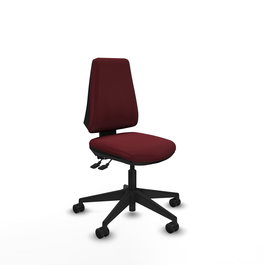 Chaise Elche Asynchrone Cuir écologique Bordeaux Base pyramidale noire Sans accoudoirs Sans appui-tête Roulettes 65mm nylon