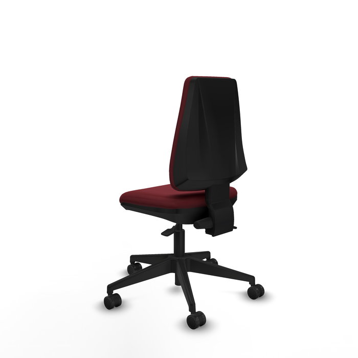 Chaise Elche Asynchrone Cuir écologique Bordeaux Base pyramidale noire Sans accoudoirs Sans appui-tête Roulettes 65mm nylon