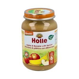 HOLLE Purée Pomme Prune Abricot 6 mois 190g
