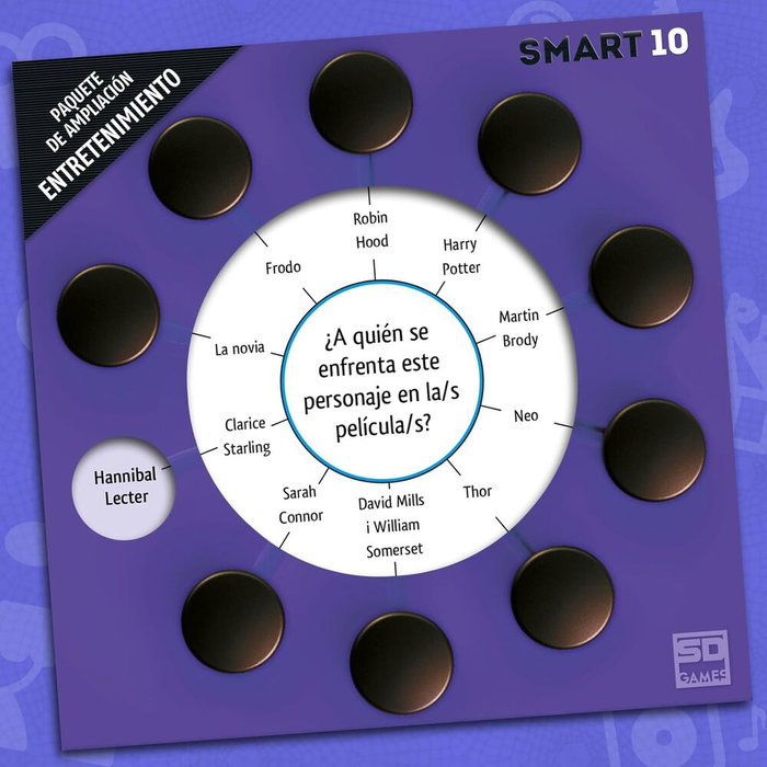 SD GAMES - Jeu de société Smart 10 Version Espagnole - Expansion Thématique Cinéma et TV - Questions pour 2 à 8 joueurs - Durée 20 minutes - À partir de 14 ans