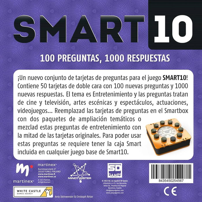 SD GAMES - Jeu de société Smart 10 Version Espagnole - Expansion Thématique Cinéma et TV - Questions pour 2 à 8 joueurs - Durée 20 minutes - À partir de 14 ans