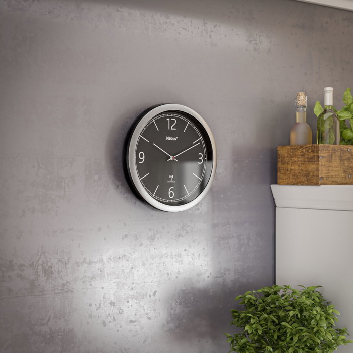 Mebus 19813 Horloge murale radio-commandée noir/argent