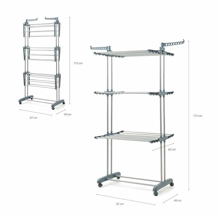 Pack Étendoir Pliant Vertical à Roulettes et Plieur de Linge InnovaGoods