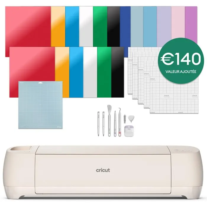 Cricut Explore 4 Seashell Pack Machine de Découpe + Kit Essentiel