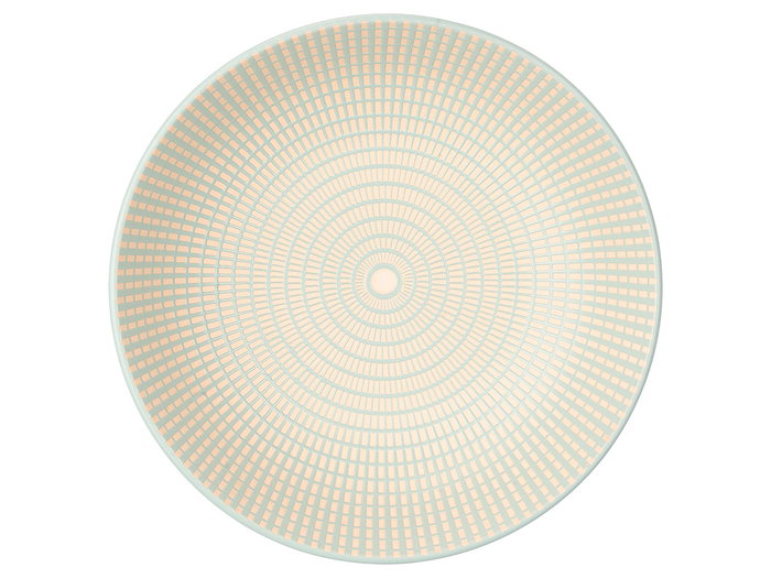 Vessia Assiette Creuse 20,5 cm Vert Céramique Motif Gravée (Set de 24)