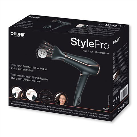 Beurer HC-80 Sèche-cheveux professionnel 2200 W avec fonction triple ionique pour cheveux brillants
