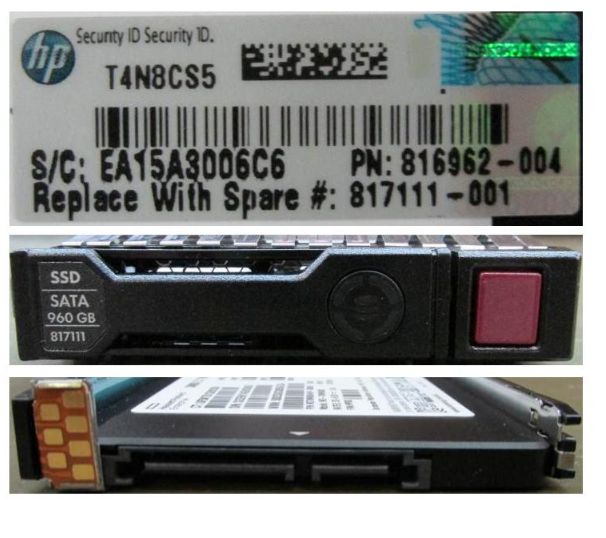 Hewlett Packard Enterprise Disque Dur SSD MU 960 Go 2.5" SATA III Qualification de Substitution, SFF, SC