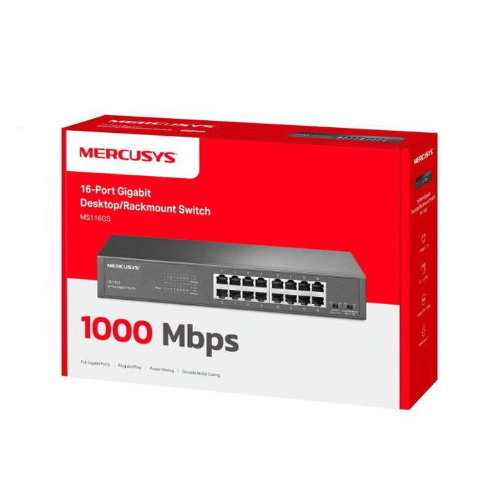 Mercusys MS124GS Switch Non Géré 24 Ports Gigabit RJ45 48 Gbps Métal Enrackable Plug and Play Mercusys MS124GS Switch Non Géré 24 Ports Gigabit RJ45 48 Gbps Métal Enrackable Plug and Play