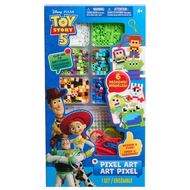 JUST PLAY Set Pixel Art Toy Story 5 Disney Pixar - Kit de perles à repasser avec 800 pièces, planche et 6 modèles
