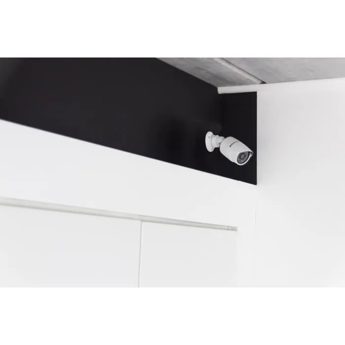 Chacon - Caméra de sécurité factice extérieure en aluminium avec LED bleue - Fonctionne sur piles AAA (non incluses) - Pour dissuasion - Blanc