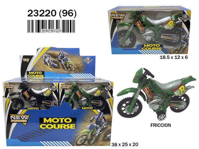 Rama Moto Cross Friccion, Jouet de Course de Motocross, 18.5 cm x 12 cm x 6 cm, pour 3 ans et plus, Matériau: Plastique