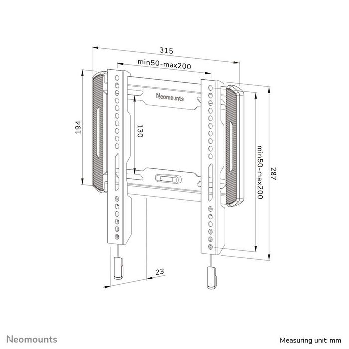 Neomounts WL30-550BL12 Support Mural Fixe pour Téléviseurs/Écrans 24 à 65 pouces (VESA 50x50-200x200mm), Charge Max 40 kg - Noir