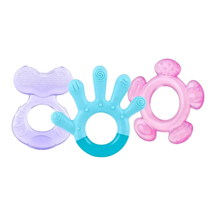 Nuby Anneaux de dentition 3 étapes Bleu / Violet / Rose