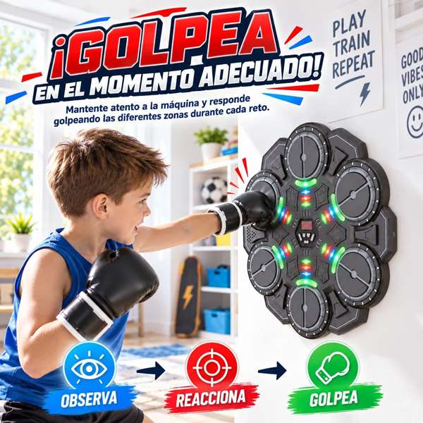 Jugatoys - jugasports Jeu de Boxe avec gants, 9 niveaux, lumières et sons