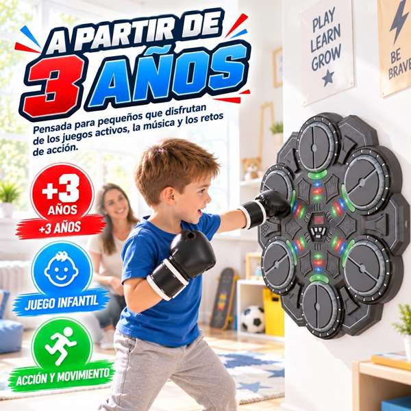 Jugatoys - jugasports Jeu de Boxe avec gants, 9 niveaux, lumières et sons