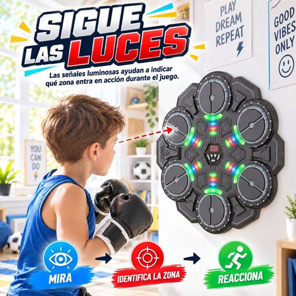 Jugatoys - jugasports Jeu de Boxe avec gants, 9 niveaux, lumières et sons
