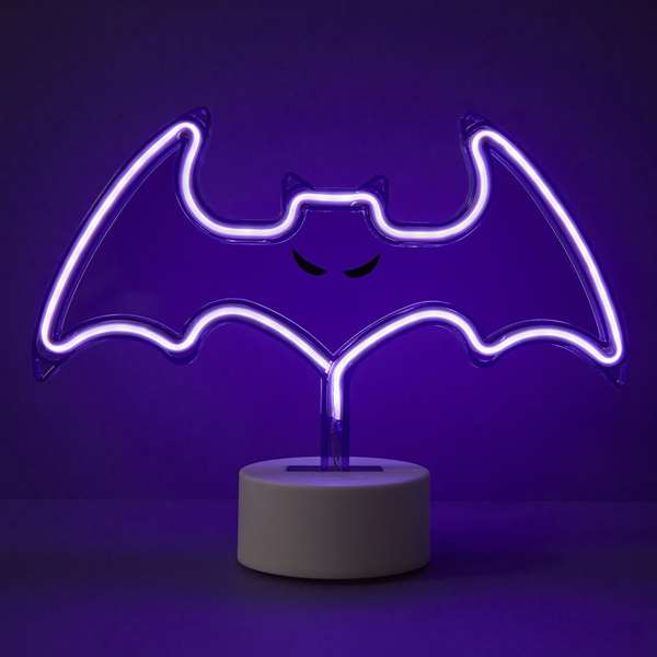 Juinsa - Figurine de chauve-souris avec support et lumière néon 13x28 cm - Émet des sons, fonctionne sur piles