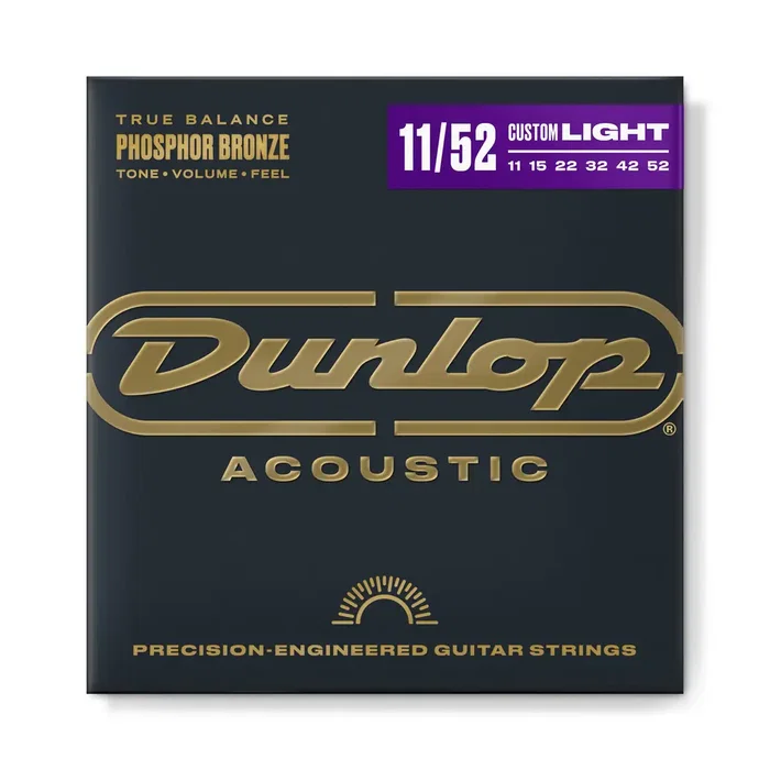 Dunlop 11-52 Jeu de cordes acoustiques Phosphor Bronze Medium Light, Guitare folk Dunlop 11-52 Jeu de cordes acoustiques Phosphor Bronze Medium Light, Guitare folk