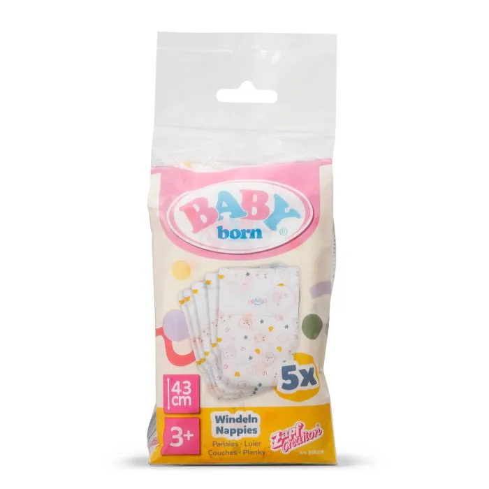 Baby Born Pack de 5 couches pour poupon Baby Born Pack de 5 couches pour poupon