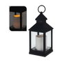 Lanterne LED avec bougie, intérieur, noir, métal, minuterie 6h/18h, 10,5 x 10,5 x 23 cm