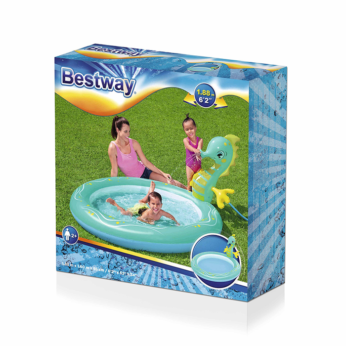 Bestway 53114 Piscine Gonflable Enfant avec Chorro Caballito 188x160x86 cm dès 2 Ans