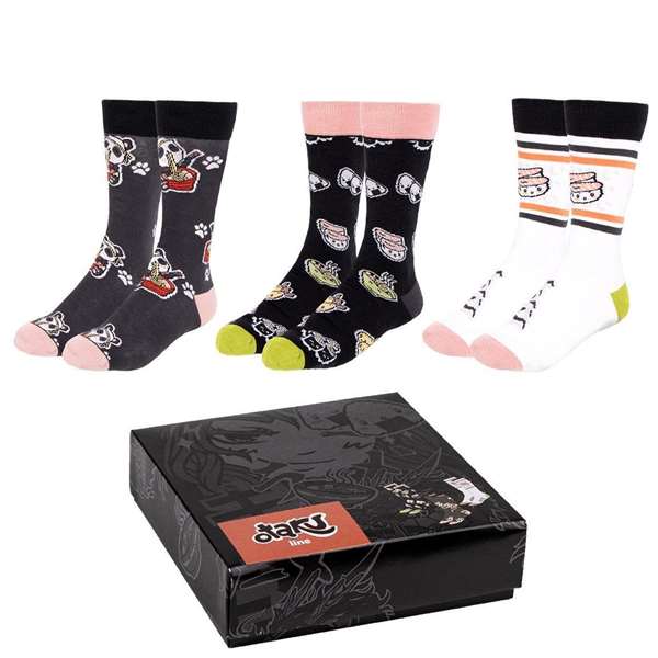 Cerdán Pack de 3 paires de chaussettes otaku adulte - Taille unique (pointures 35-41) - Multicolore
