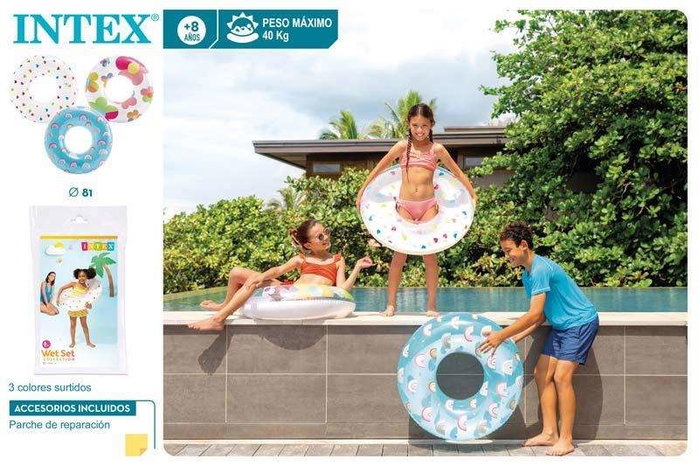 Intex Flotador rueda Magic Tubes 81 cm, Bouée Inflatable Roue pour Enfants de 8 ans et plus, Modèles Surtis en PVC