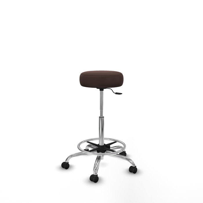 Tabouret Tolosa Pivotant Cuir écologique Non applicable Maille Marron foncé Structure chromée Sans accoudoirs Sans appui-tête Roulettes pour moquette