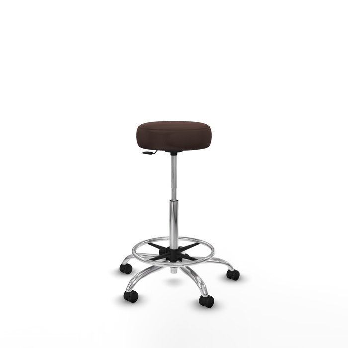 Tabouret Tolosa Pivotant Cuir écologique Non applicable Maille Marron foncé Structure chromée Sans accoudoirs Sans appui-tête Roulettes pour moquette