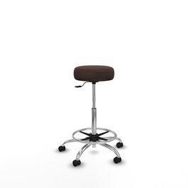 Tabouret Tolosa Pivotant Cuir écologique Non applicable Maille Marron foncé Structure chromée Sans accoudoirs Sans appui-tête Roulettes pour moquette