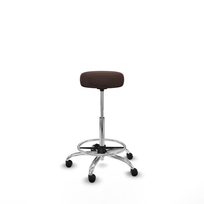 Tabouret Tolosa Pivotant Cuir écologique Non applicable Maille Marron foncé Structure chromée Sans accoudoirs Sans appui-tête Roulettes pour moquette