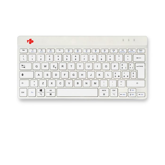R-Go Tools Clavier ergonomique compact R-Go Compact Break, logiciel de pause intégré, disposition QWERTY italienne, Bluetooth, couleur blanc R-Go Tools Clavier ergonomique compact R-Go Compact Break, logiciel de pause intégré, disposition QWERTY italienne, Bluetooth, couleur blanc