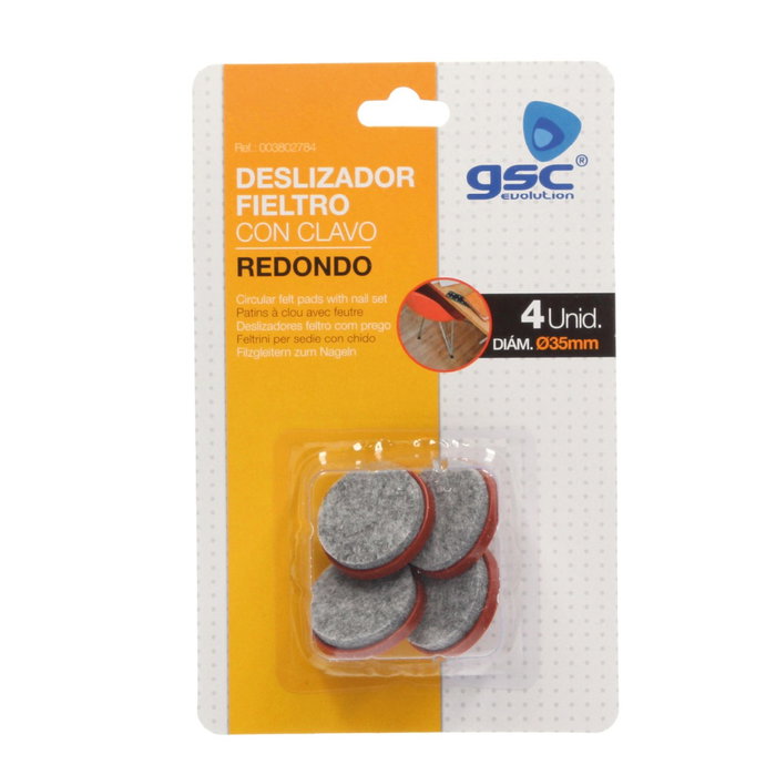 GSC Evolution Lot de 4 feutres ronds avec clou Ø35mm - Marron