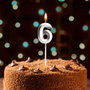 Party Time Bougie Anniversaire Chiffre 6 Argent
