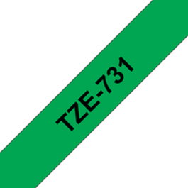 Brother TZe-731 Ruban d'étiquetage laminé 12 mm vert/noir