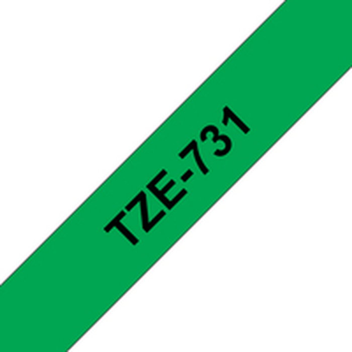 Brother Ruban TZE-731 Noir sur vert