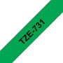 Brother Ruban TZE-731 Noir sur vert