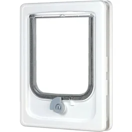 Zolux Chatière Catwalk - Verrouillage 4 positions, blanc, pour porte bois, PVC, métal (ép. 11-25 mm), dimensions 20 x 25 cm, pour chat jusqu'à 6 kg