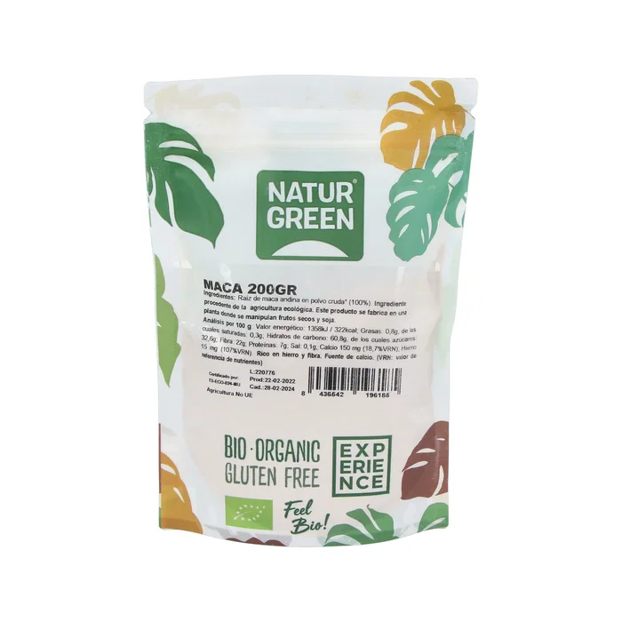 Naturgreen Experience Maca 200Gr Biologique - Poudre de Maca Andine Bio, Riche en Fibres et Fer, Vegan, Sans Gluten, Sans Lactose Naturgreen Experience Maca 200Gr Biologique - Poudre de Maca Andine Bio, Riche en Fibres et Fer, Vegan, Sans Gluten, Sans Lactose