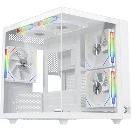 Xigmatek Boîtier PC Aqua M Lite Arctic Blanc EN44427 - Format Micro-ATX, Cube, 5 Ventilos ARGB 120mm, 2 Panneaux Verre Trempé, USB 3.0