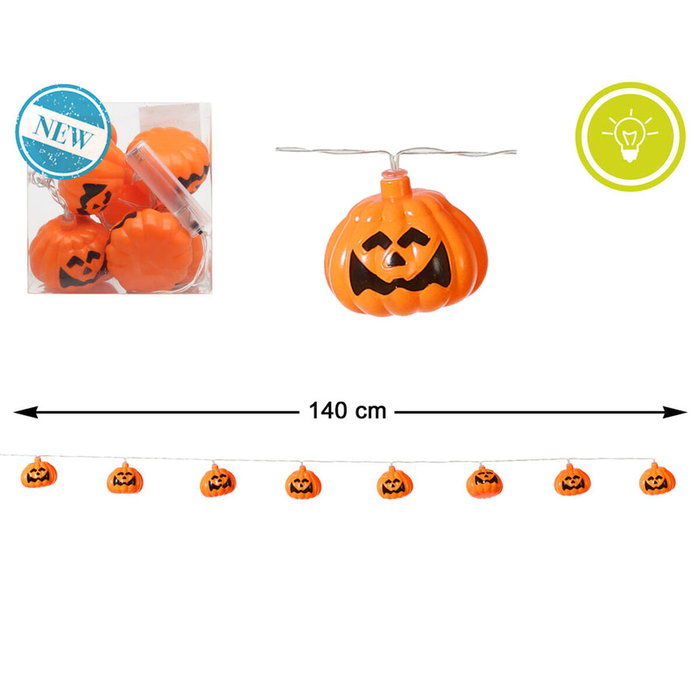 Atosa Guirlande de 135 cm Citrouilles Oranges et Lumière LED