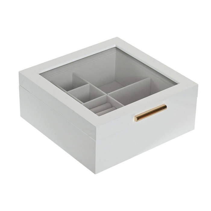 Home ESPRIT Boîte à bijoux Blanc Beige Bois Verre