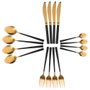 Home Deco Factory Jeu de couverts LOUNGE doré et noir, 16 pièces