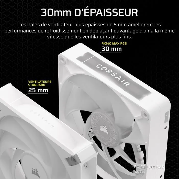 Corsair Kit de démarrage ventilateur iCUE LINK RX140 RGB Max White Corsair Kit de démarrage ventilateur iCUE LINK RX140 RGB Max White