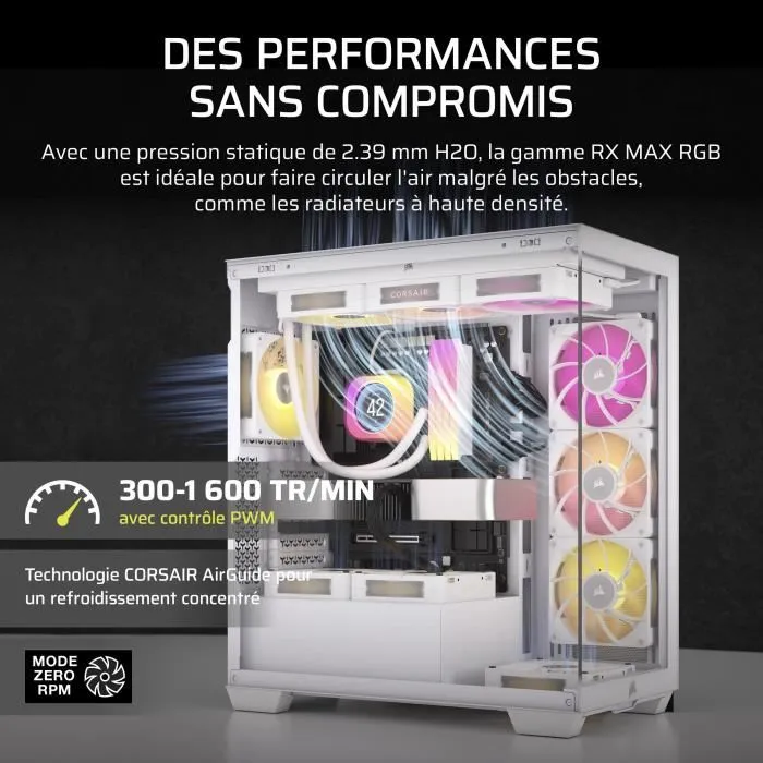 Corsair Kit de démarrage ventilateur iCUE LINK RX140 RGB Max White Corsair Kit de démarrage ventilateur iCUE LINK RX140 RGB Max White