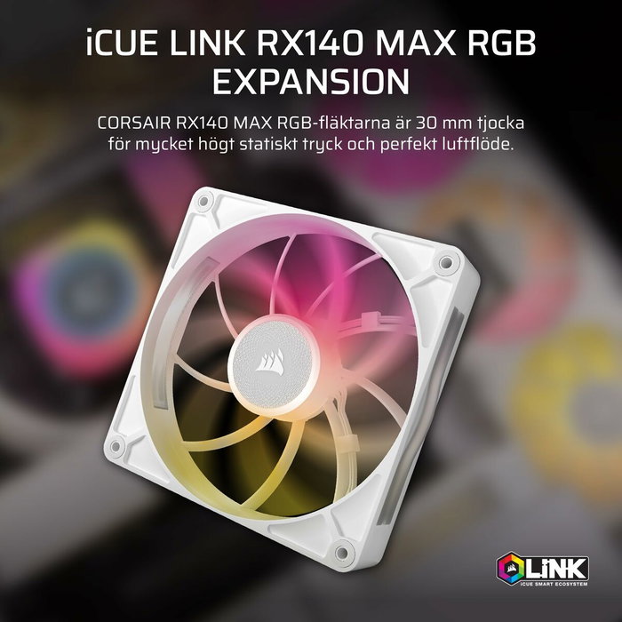 Corsair Kit de démarrage ventilateur iCUE LINK RX140 RGB Max White Corsair Kit de démarrage ventilateur iCUE LINK RX140 RGB Max White