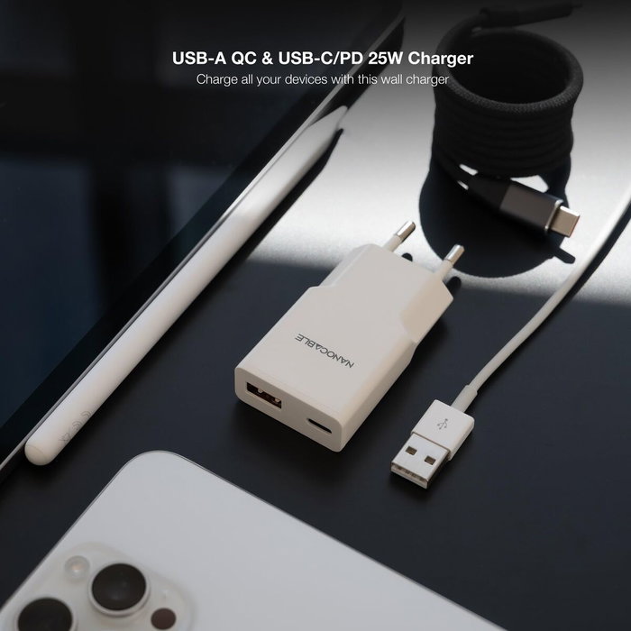 Chargeur mural NANOCABLE 10.10.2025 Blanc Chargeur mural NANOCABLE 10.10.2025 Blanc